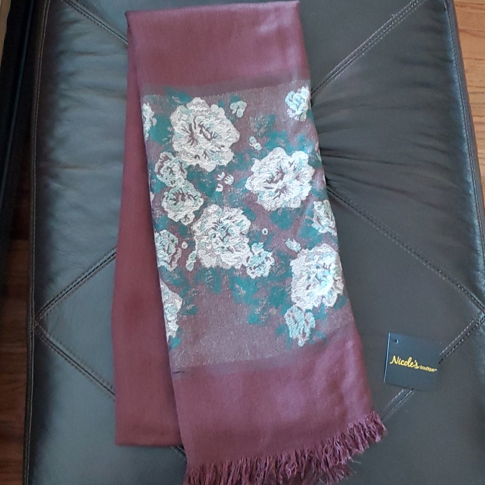 Womens long scarf with flowers